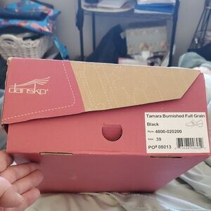 Dansko Pink and Tan Shoe Box with Label